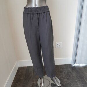 Brunello Cucinelli Tapered Pants Gray Pull On Viscose Linen Twill Size 8